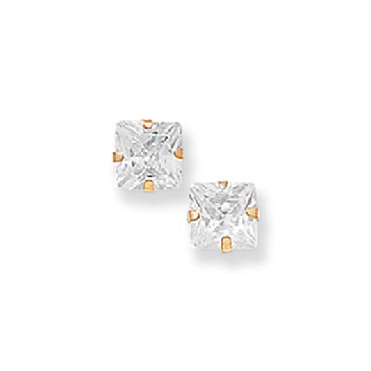 9ct Gold Square CZ Earrings