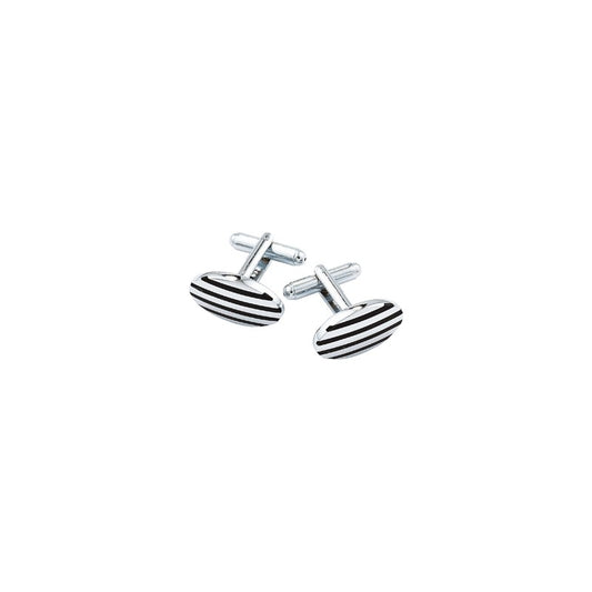 Silver coloured oval cufflinks