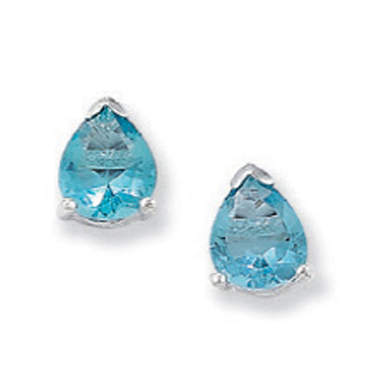 Blue Pear Cut  Stud Earrings