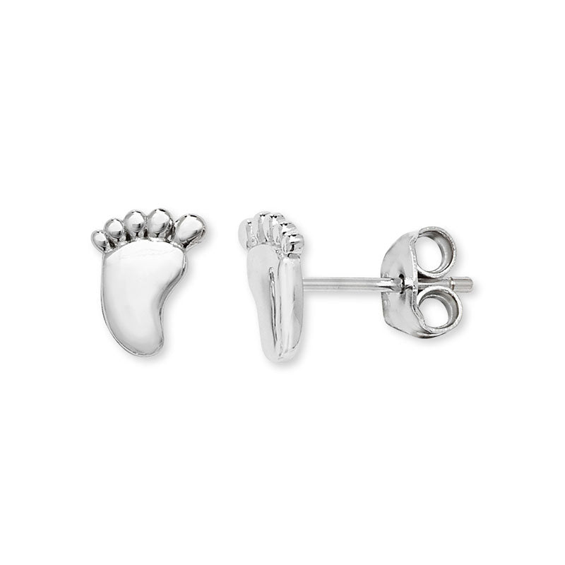 Silver footprint stud earring