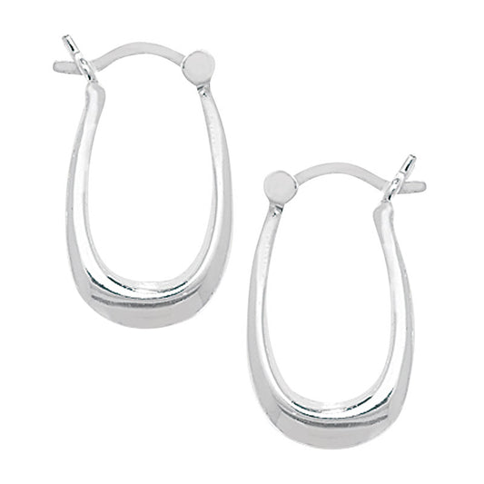 Silver plain oval hoop er