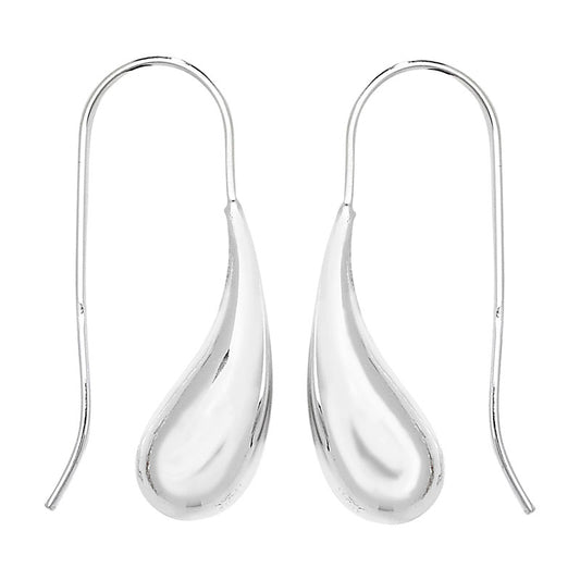 Silver teardrop hook through earring